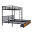 Triple lit superposé pour enfants, 3 lits superposés pour 3 personnes, lits superposés en métal, séparé en 3 lits simples, structure à réduction de bruit, NOIR