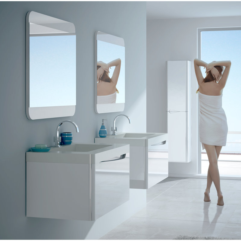 Manorhaven 24'' Single Bathroom Vanity with Solid Surface Top, White