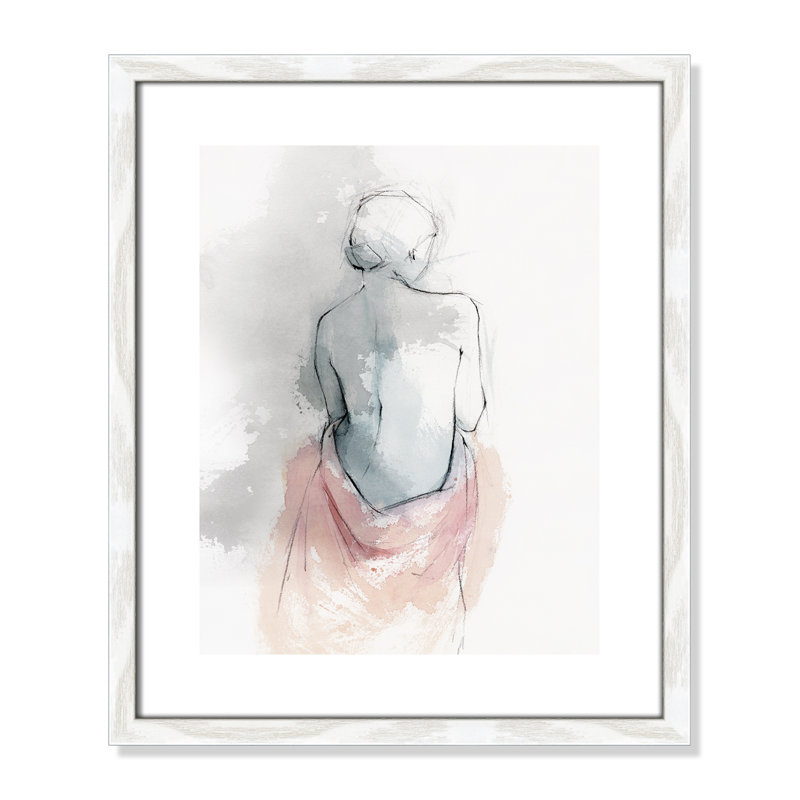 «Pastel Woman I» par Isabelle 7, reproduction d'art, H 19 po x l 16 po x P 0,75 po, Papier avec cadre en bois blanc
