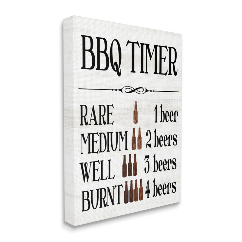 «BBQ Timer Funny Beer on Canvas» par Lil 'Rue, reproduction, H 40 po x l 30 po x P 1,5 po