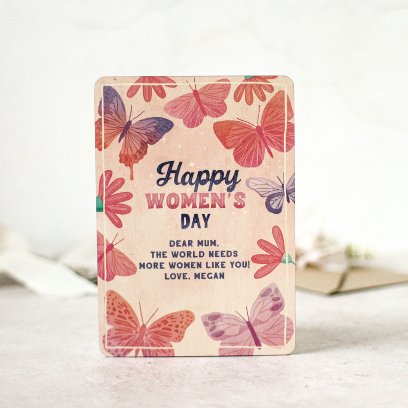 Jennings Personalised Women's Day Card In Wood, Yes