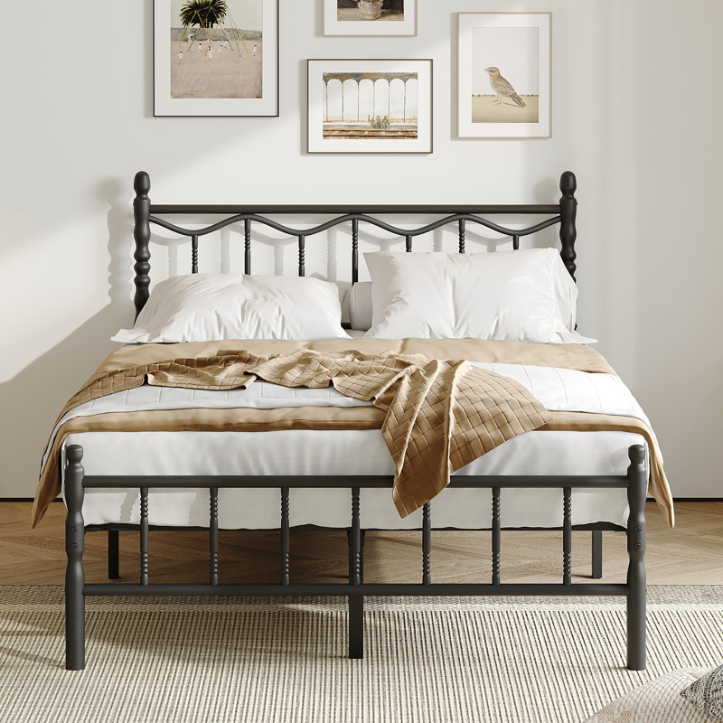 Heavy Duty Metal Bed, Mattress Foundation, No Box Spring Needed, Noise Free, Queen