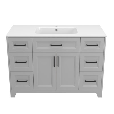 Ensemble de meuble-lavabo simple 48 po avec lavabo à surface solide Rovel