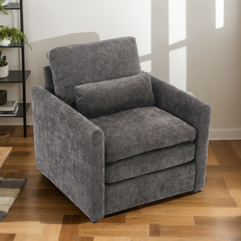 Canapé rembourré surdimensionné et confortable, Chenille grise foncée