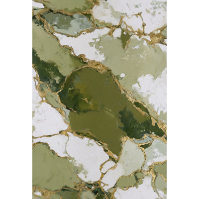Papier peint marbre or vert