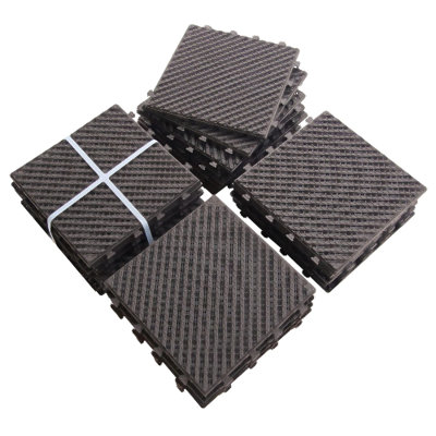 Carreaux de terrasse à emboîtement de patio, tuiles de terrasse carrées composites de 12 po x 12 po, carrelage extérieur en plastique rayé toutes saisons pour terrasse de porche de balcon