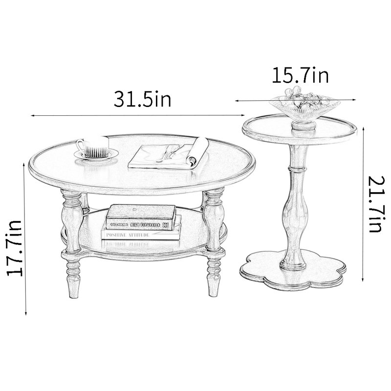 Ensemble de tables basses rondes American Old