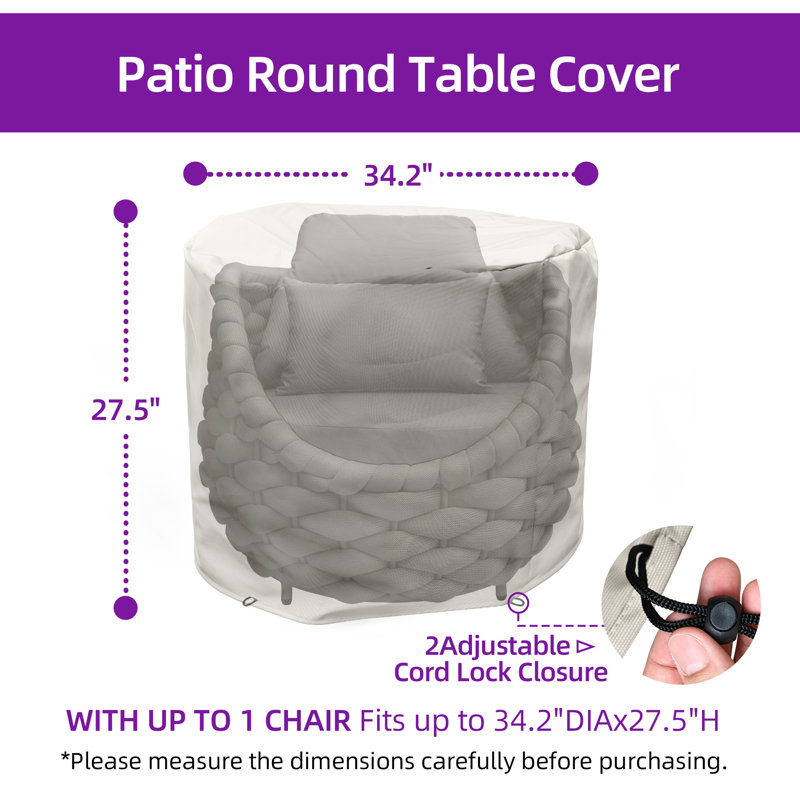 Round Patio Furniture Covers, 100% Waterproof Outdoorchair Cover, Anti-fading Cover For Outdoor Furniture, Uv Resistant
