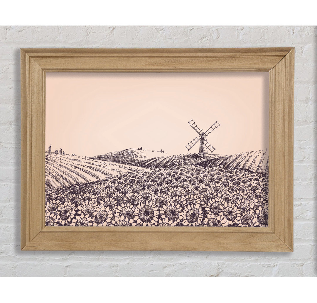 Sonnenblume Windmühle - Bilderrahmen Kunstdrucke