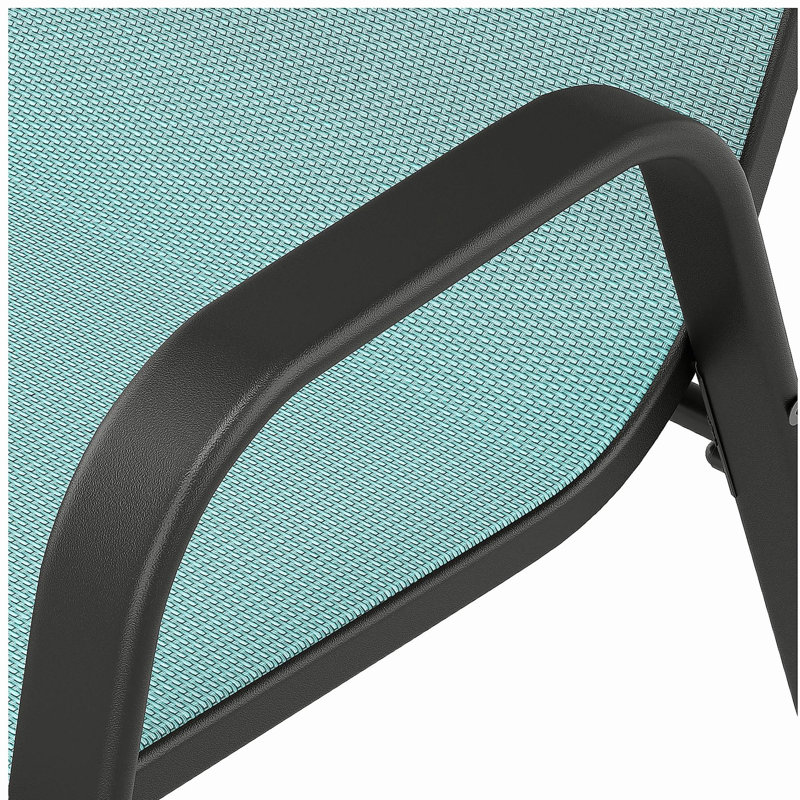 Outdoor Dining Chair 4-Piece Set - Wide Seat 350 lbs Capacity - Waterproof & Rust-Resistant Teslin Fabric Metal Frame - Ergonomic Lumbar Support - Ideal for Patio, Restaurant, Banquet Hall