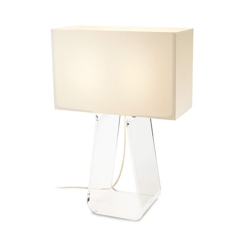 Lampe de table à haut tubulaire, H 21 po x l 14,5 po x P 6,5 po, Transparent/blanc