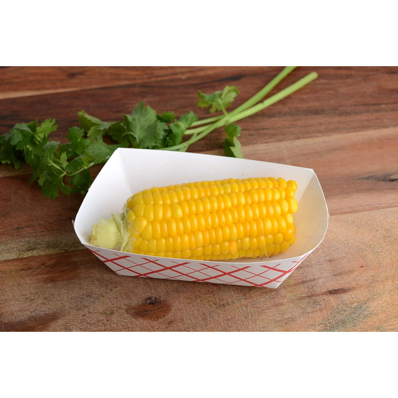 Plateau en papier à carreaux rouges 5 lb Ecoqualité - pour les pique-niques, les carnavals, le camping, le barbecue et la fête (1000)