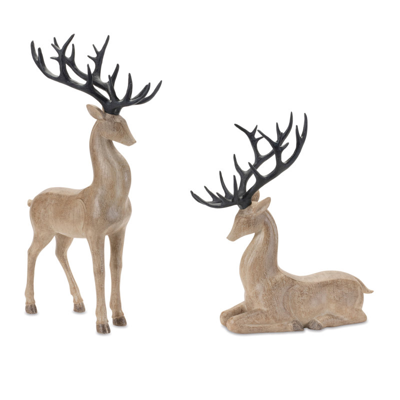 Figurine moderne cerf (ensemble de 2)