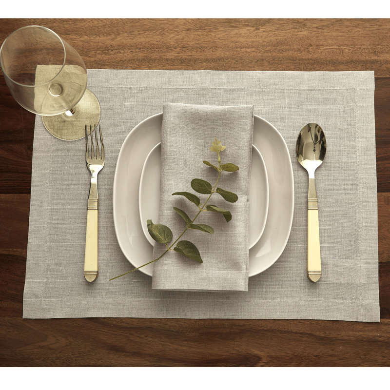 Pinstripe - 100% Pure Linen Dinner Napkins, Natural/White