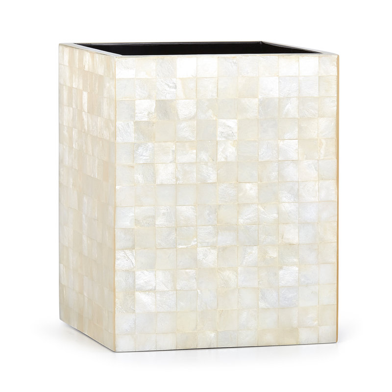 Capiz 3 Gallons Waste Bin, Ivory