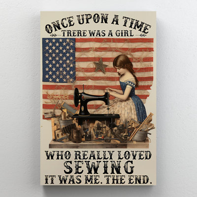 «Korianne A Girl Who Really Lived Sewing», reproduction d'art rectangulaire sur toile tendue sur toile tendue, pièce 1