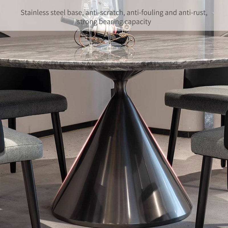 Modern Simple Round Marble Dining Table Sets, 29.5"H x 53.1"L x 53.1"W