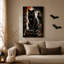 Chat noir et corbeau avec peinture orange éclaboussures d'Halloween sur toile-863134415