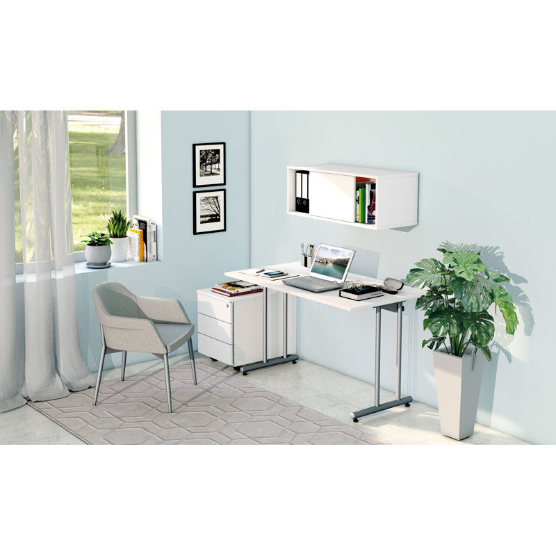 Smart Office Desk, 75cm H x 120cm W x 65cm D, White