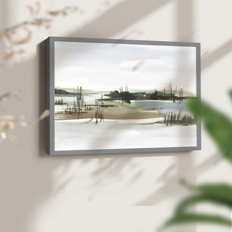 Marsh Reeds I -Framed Print - Restickable, Gray, 22" H x 28" W