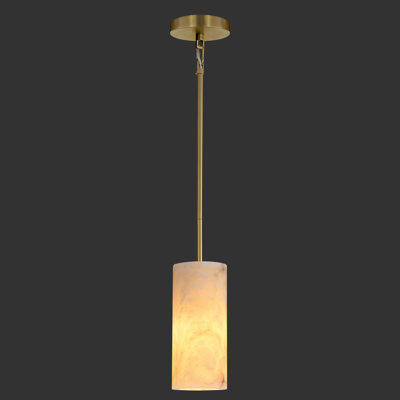 Luminaires suspendus cylindriques à 1 lumière pour îlot de cuisine avec abat-jour albâtre
