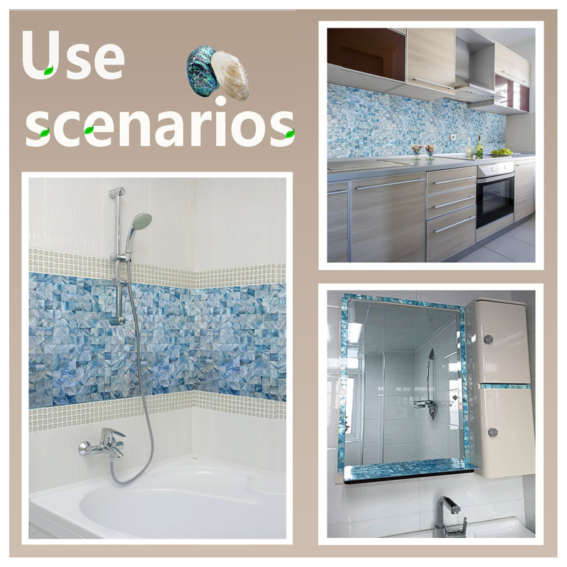 Mother of Pearl Seashell Mosaic Wall Tile,blue