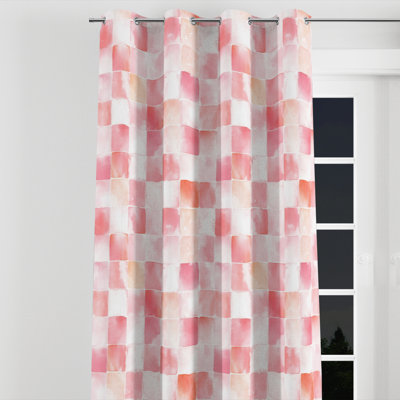 Patchwork Curtain panels - French Country Pink And White Blush Quilt Velvet Grommet Curtain - 1 Panel