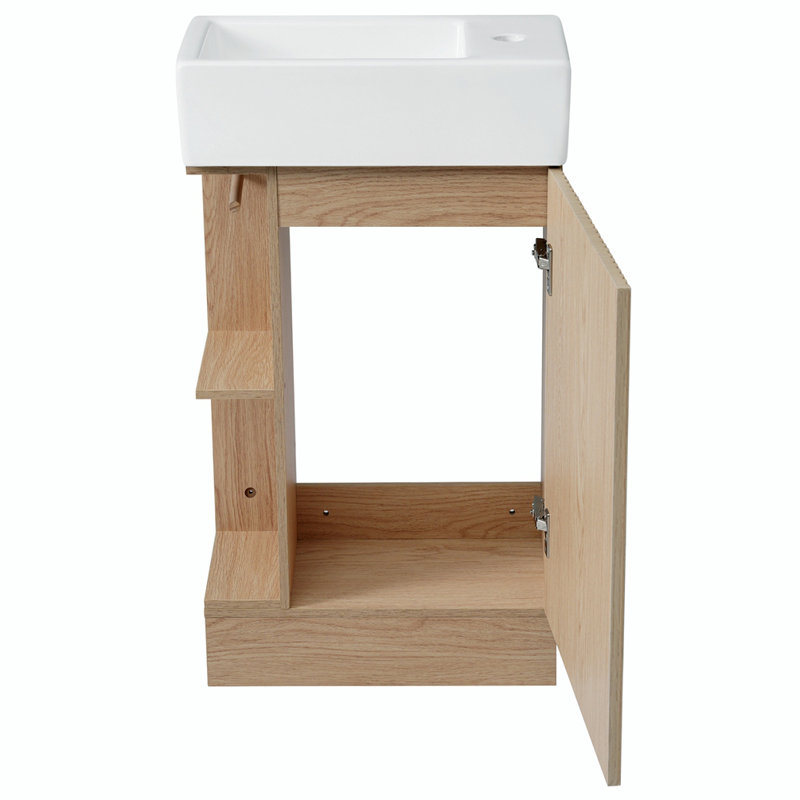 Ensemble de meuble-lavabo simple 18,6 po avec plateau en céramique Soraiya, Naturel