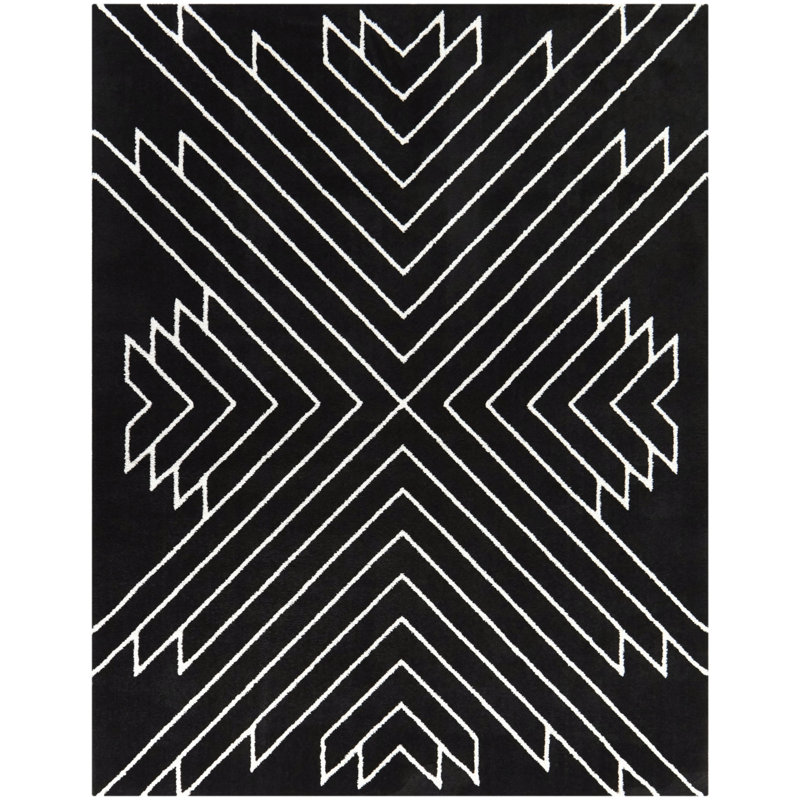 Motif géométrique noir Wellfleet, Rectangle 5 pi 3 po x 7 pi