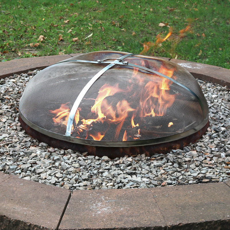 36-Inch Silver Stainless Steel Mesh Fire Pit Spark Screen Cover