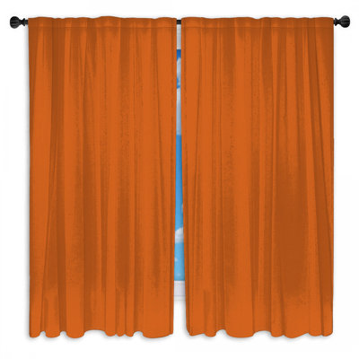 Solid Orange Background Window Curtains Orange Sheer & Room Darkening - 2 Panels