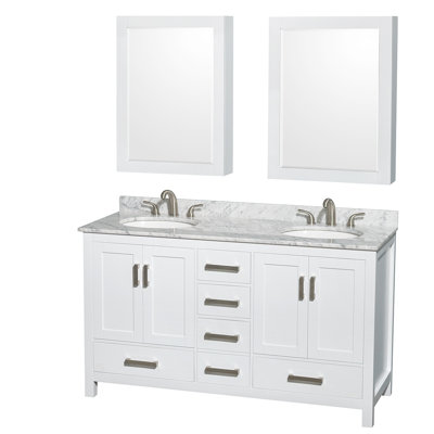 Sheffield 60" Double Bathroom Vanity Set with Mirror