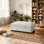 Repose-pieds rembourré rectangulaire en chenille blanc cassé, partie modulaire simple pour canapé modulaire