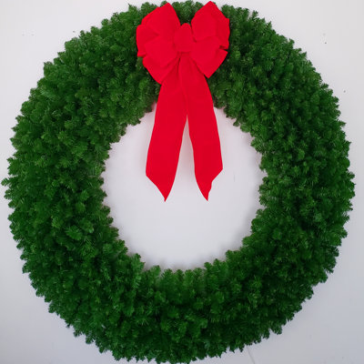 Couronne de Noël 72 po en PVC avec grand nœud rouge