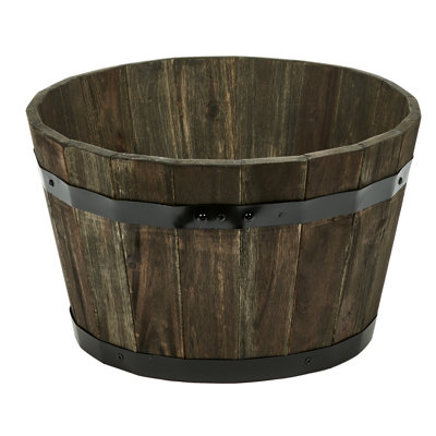 Bathily Handmade Wood Barrel Planter