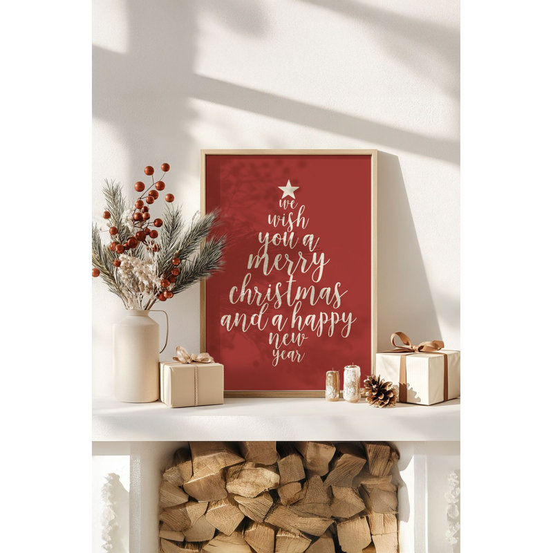 «Festive Christmas», peinture encadrée décorative de 13,0 po x 19,0 po | Cadre 100% bois massif (épaisseur: 0,8 pouce), œuvre d'art 100% MDF | Impression numérique pour des couleurs vives, décoration murale parfaite pour la maison et le bureau