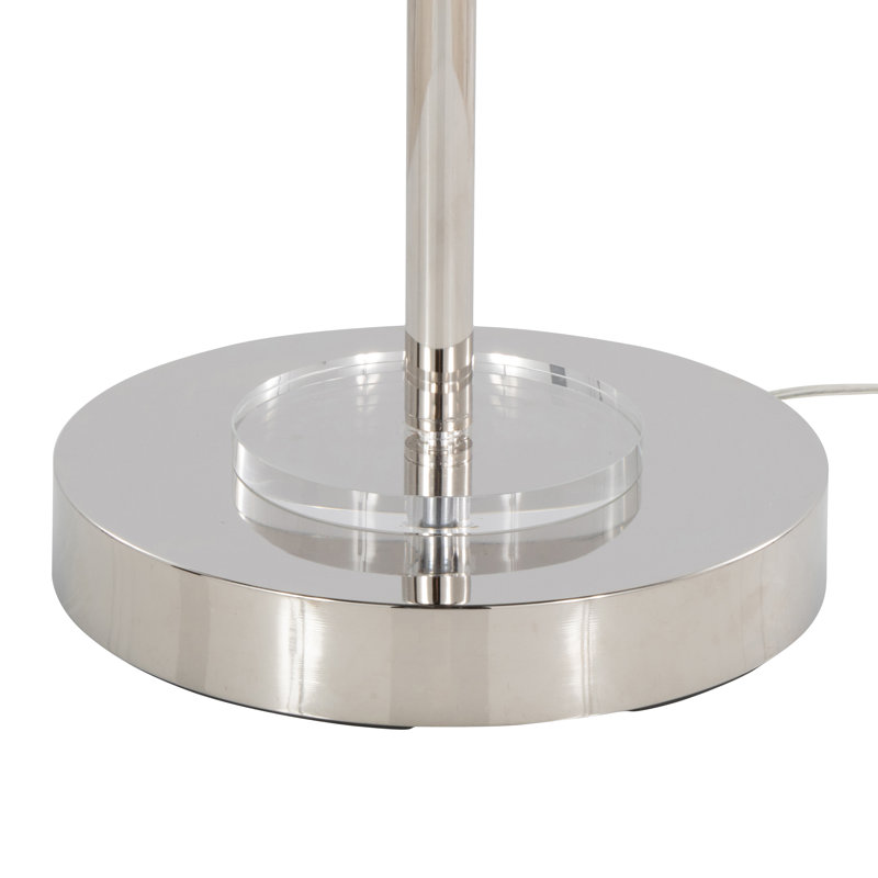 Contemporary Arched Metal Floor Lamp With Crystal Accents, Polished Nickel Finish, Dome Shade & Foot Switch, 60W