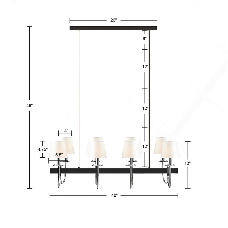 Lustre traditionnel 8 lumières avec abat-jour tambour