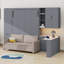 Lit escamotable avec rangement hydraulique, canapé, tablettes et tiroirs, éclairage DEL / USB-697444472