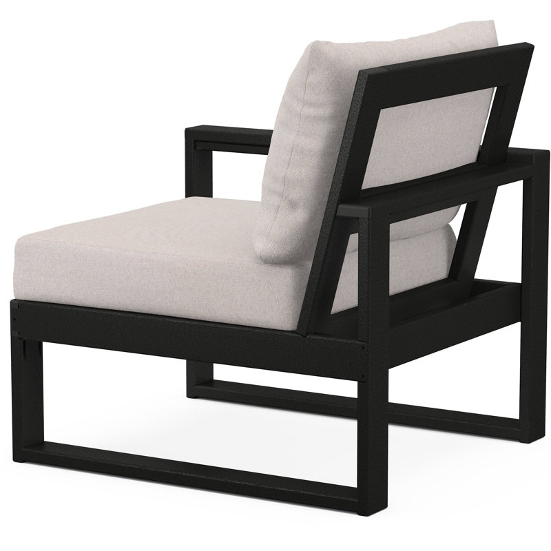 POLYWOOD Outdoor Lounge Chair, Black, Dune Burlap