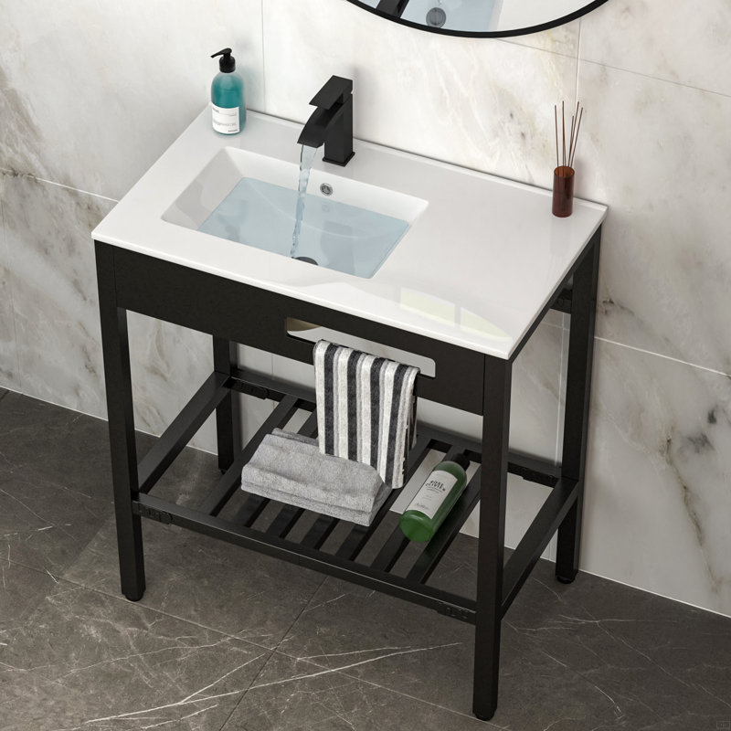 Lavabo console 32 po x 18,5 po en céramique pour salle de bain