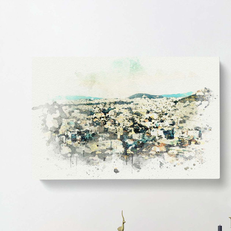 Athens Skyline In Greece In Abstract - Wrapped Canvas Print, 60cm H x 91cm W x 3cm D