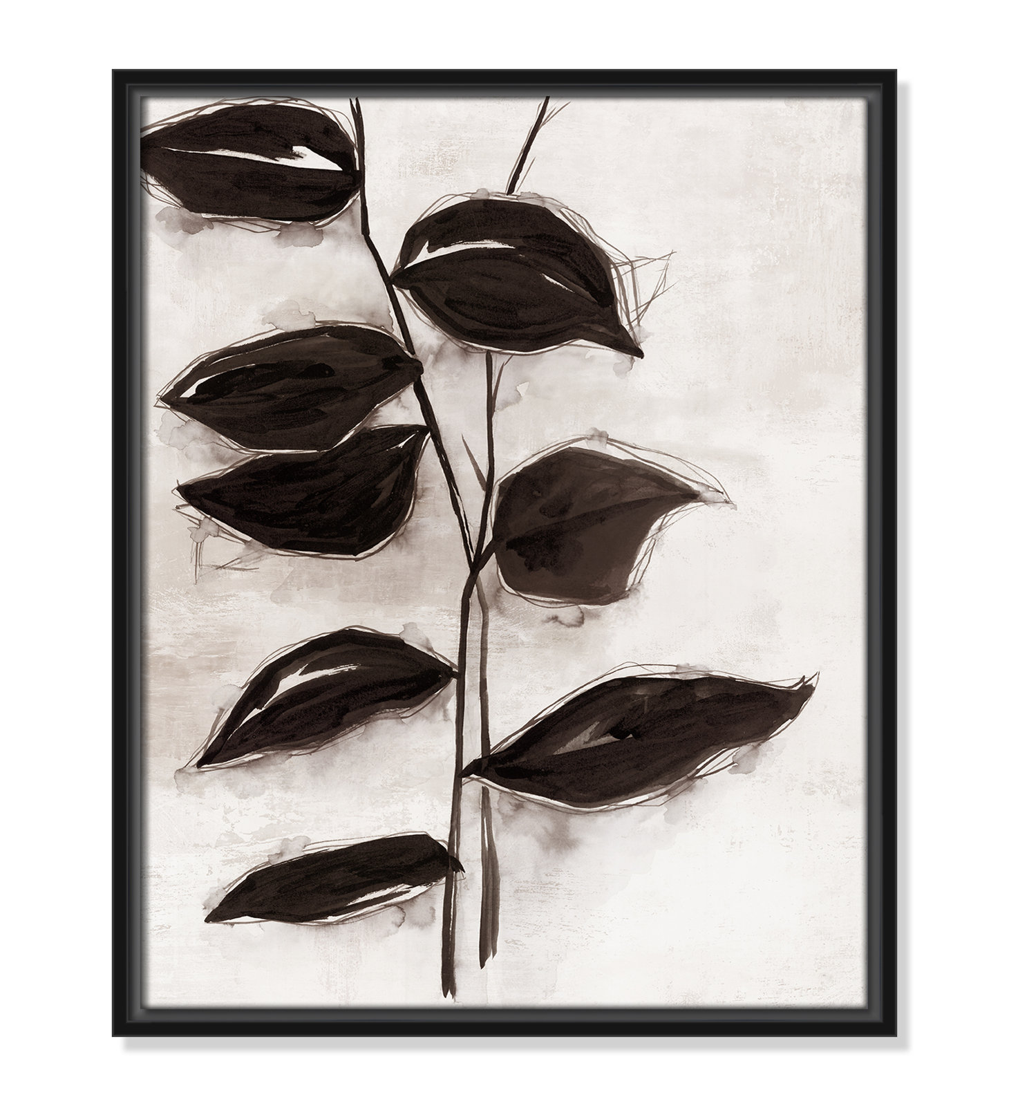 Leaves "Leaves I" Print, Black Framed, 21.5" H x 17.5" W x 2" D