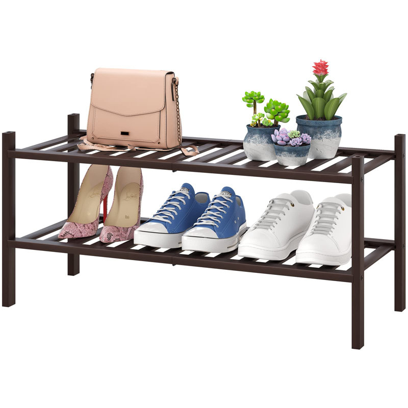 6 Pair Stackable Shoe Rack, Brown