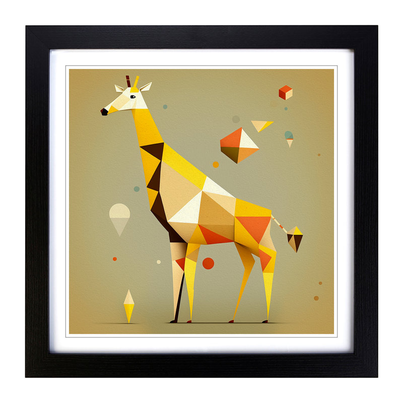 Giraffe Suprematism - Framed Print, Black