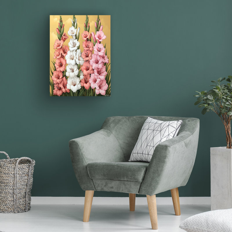 Art sur toile gladioli bolognaise, rose Momart, H 14 po x l 19 po