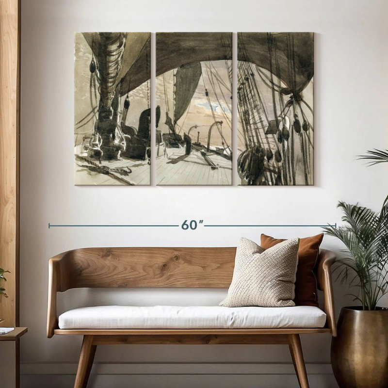 Mehar Deck Of Ship In Moonlight 1876, 24" H x 38" W