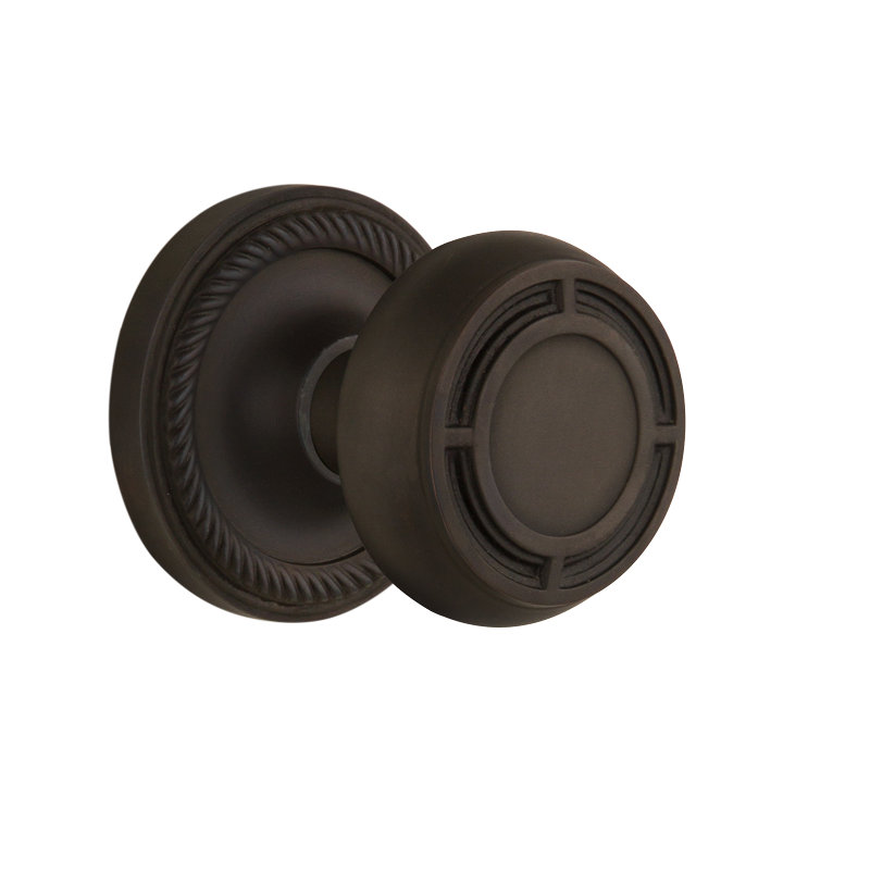 Rope Rosette with Mission Door Knob, Oil-Rubbed Bronze, 2-3/4”