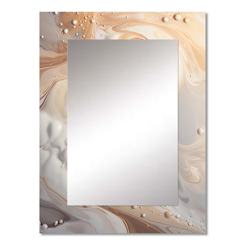 Abstrait blanc laiteux I - miroir de formes abstraites, miroir mural moderne unique, impression d'art en métal, 32 po x 24 po