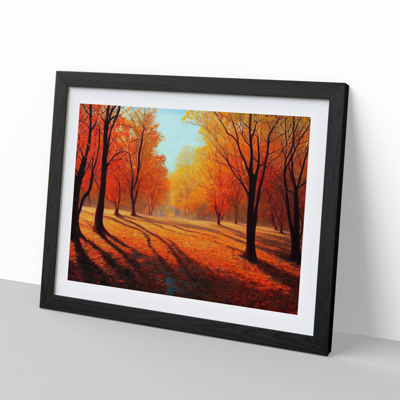 Autumn Forest Painting Vol.1 - Single Picture Frame Print, Black, 46cm H x 64cm W